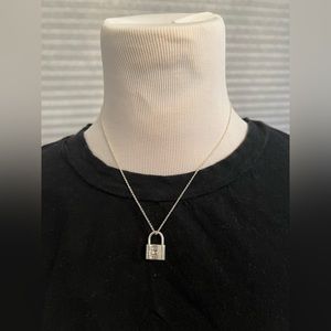 Tiffany & Co 925 Sterling Silver Lock Pendant Charm with 18” chain